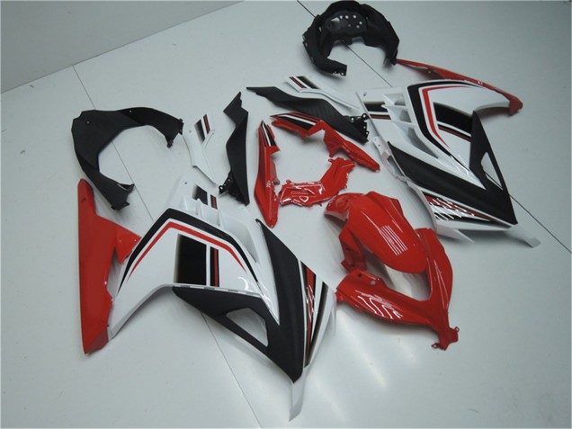 Erschwingliche Kawasaki Ninja 300 EX300R Motorrad Verkleidung 2013-2024 - Weiss Rot Schwarz