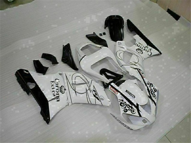 Erschwingliche Yamaha YZF R1 Motorrad Verkleidung 2000-2001 - Weiss Schwarz Corona Extra