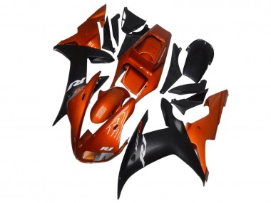 Erschwingliche Yamaha YZF R1 Motorrad Verkleidung 2002-2003 - Orange Matt Schwarz