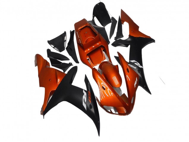 Erschwingliche Yamaha YZF R1 Motorrad Verkleidung 2002-2003 - Orange Matt Schwarz