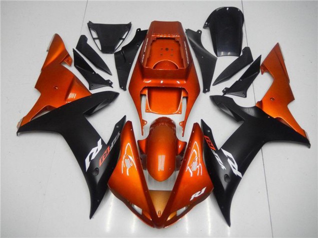 Erschwingliche Yamaha YZF R1 Motorrad Verkleidung 2002-2003 - Orange Matt Schwarz
