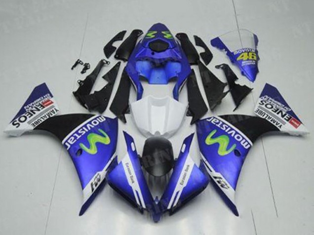 Erschwingliche Yamaha YZF R1 Motorrad Verkleidung 2012-2014 - Blau Weiss Schwarz Grun MoviStar Yamalube ENEOS