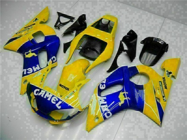 Erschwingliche Yamaha YZF R6 Motorrad Verkleidung 1998-2002 - Gelb Blau Weiss Kamel Motul