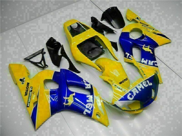 Erschwingliche Yamaha YZF R6 Motorrad Verkleidung 1998-2002 - Gelb Blau Weiss Kamel Motul