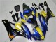 Erschwingliche Yamaha YZF R6 Motorrad Verkleidung 2006-2007 - Blau Gelb Glanzendes Schwarz Hai