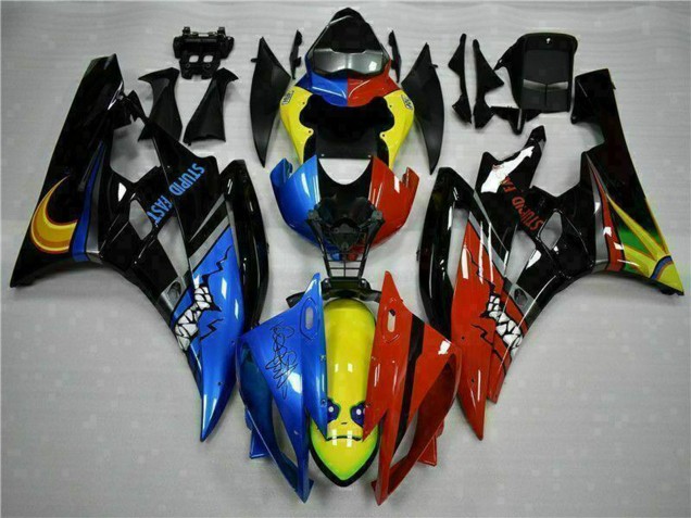 Erschwingliche Yamaha YZF R6 Motorrad Verkleidung 2006-2007 - Gelb Blau Rot Glanzendes Schwarz Hai