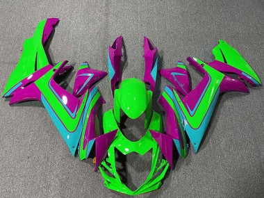 Erschwingliche Suzuki GSXR 600 / GSXR 750 Motorrad Verkleidung 2011-2024 - Grun Magenta Hellblau