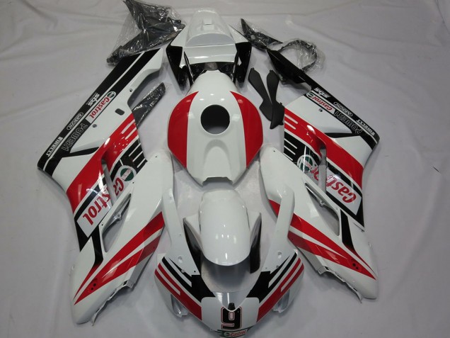 Erschwingliche Honda CBR1000RR Motorrad Verkleidung 2004-2005 - Weiss Rot Glanzendes Schwarz Castrol 9