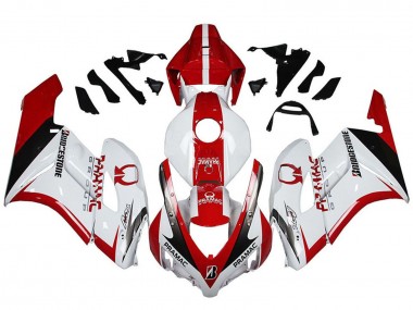Erschwingliche Honda CBR1000RR Motorrad Verkleidung 2004-2005 - Weiss Rot Glanzendes Schwarz Pramac Bridgestone