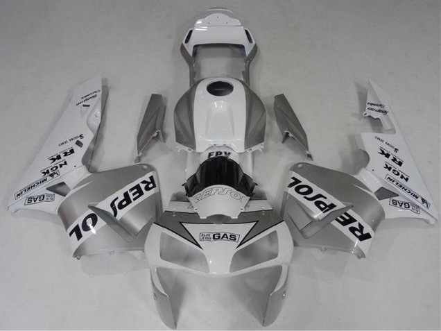 Erschwingliche Honda CBR600RR Motorrad Verkleidung 2003-2004 - Weiss Silber Schwarz Repsol
