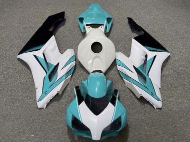 Erschwingliche Honda CBR1000RR Motorrad Verkleidung 2004-2005 - Weiss Cyan Blau Glanzendes Schwarz