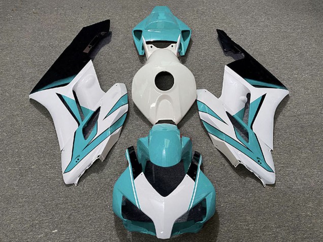 Erschwingliche Honda CBR1000RR Motorrad Verkleidung 2004-2005 - Weiss Cyan Blau Glanzendes Schwarz