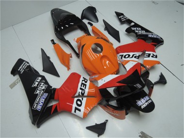 Erschwingliche Honda CBR600RR Motorrad Verkleidung Kit 2003-2004 - Orange Weiss Rot Glanzendes Schwarz Repsol