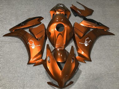 Erschwingliche Honda CBR1000RR Motorrad Verkleidung 2012-2016 - Dunkel Orange Glanzendes Schwarz