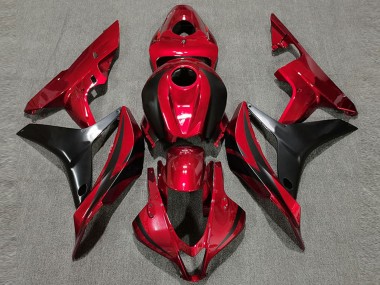 Erschwingliche Honda CBR600RR Motorrad Verkleidung 2007-2008 - Rot Glanzendes Schwarz OEM Stil
