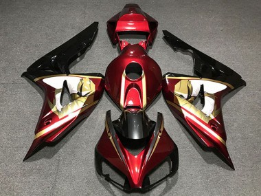 Erschwingliche Honda CBR1000RR Motorrad Verkleidung 2006-2007 - Rot Weiss Gold Glanzendes Schwarz