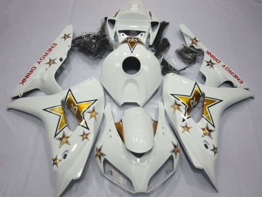 Erschwingliche Honda CBR1000RR Motorrad Verkleidung 2006-2007 - Weiss Gold Stern Energy Drink