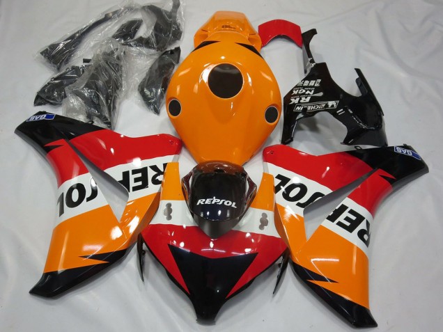 Erschwingliche Honda CBR1000RR Motorrad Verkleidung Kit 2008-2011 - Orange Weiss Rot Glanzendes Schwarz Repsol