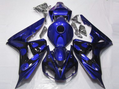 Erschwingliche Honda CBR1000RR Motorrad Verkleidung 2006-2007 - Blau Glanzendes Schwarz Flamme