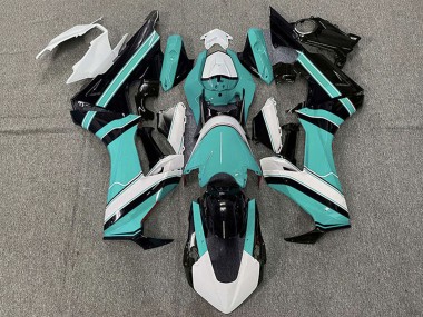 Erschwingliche Honda CBR1000RR Motorrad Verkleidung 2017-2023 - Weiss Cyan Blau Glanzendes Schwarz
