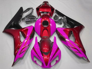 Erschwingliche Honda CBR1000RR Motorrad Verkleidung 2006-2007 - Rot Rosa Matt Schwarz