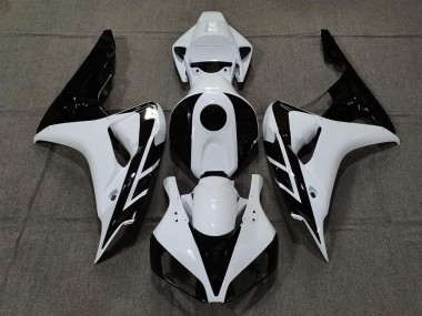 Erschwingliche Honda CBR1000RR Motorrad Verkleidung 2006-2007 - Weiss Glanzendes Schwarz