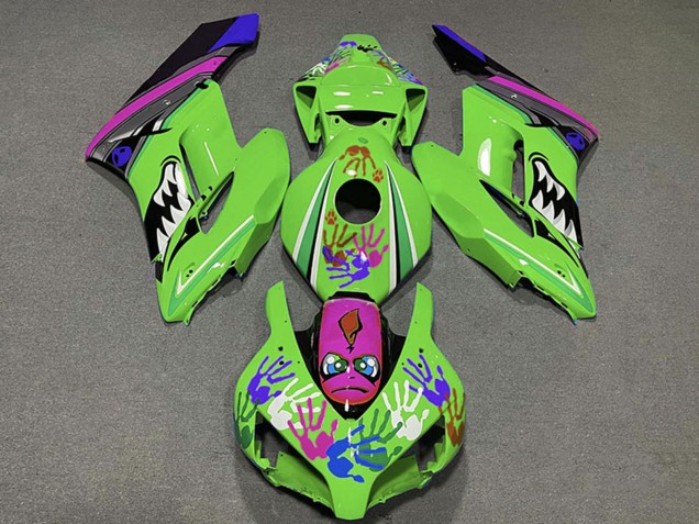 Erschwingliche Honda CBR1000RR Motorrad Verkleidung 2004-2005 - Grun Lila Blau Schwarz Hai