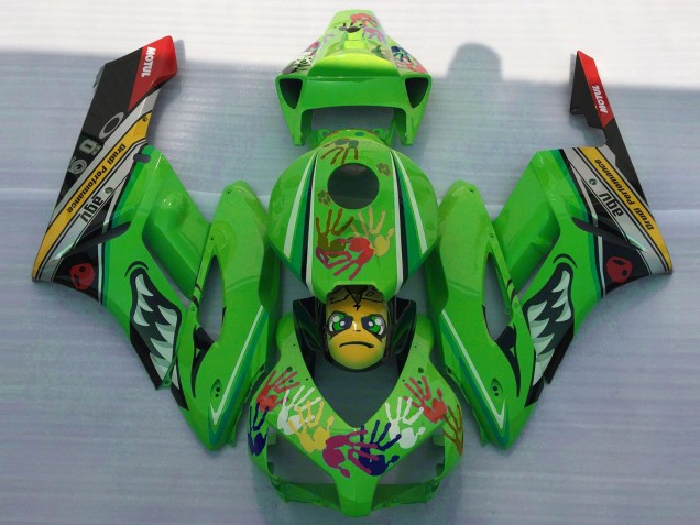 Erschwingliche Honda CBR1000RR Motorrad Verkleidung 2004-2005 - Grun Gelb Schwarz Rot Hai