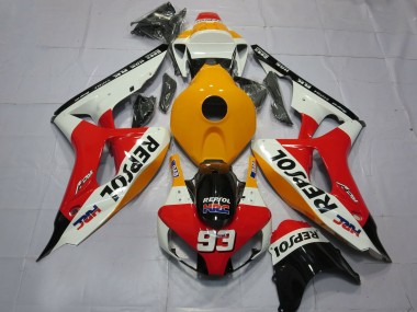 Erschwingliche Honda CBR1000RR Motorrad Verkleidung 2006-2007 - Orange Weiss Rot Glanzendes Schwarz Repsol HRC 93