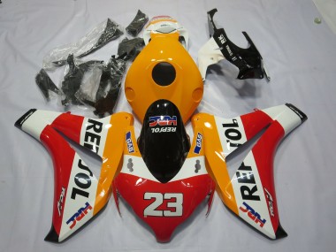 Erschwingliche Honda CBR1000RR Motorrad Verkleidung 2008-2011 - Orange Weiss Rot Glanzendes Schwarz Repsol 23