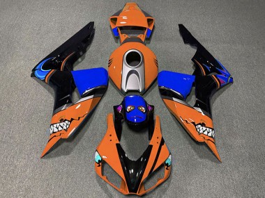 Erschwingliche Honda CBR1000RR Motorrad Verkleidung 2006-2007 - Orange Silber Blau Glanzendes Schwarz Hai