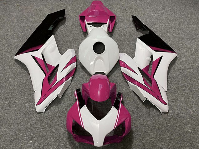 Erschwingliche Honda CBR1000RR Motorrad Verkleidung 2004-2005 - Rosa Weiss Glanzendes Schwarz