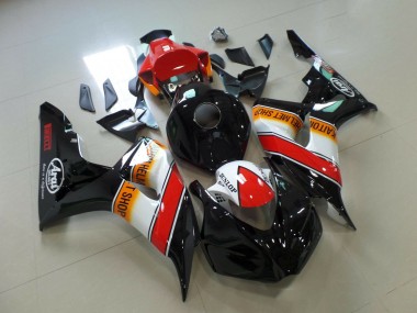 Erschwingliche Honda CBR1000RR Motorrad Verkleidung 2006-2007 - Orange Weiss Rot Glanzendes Schwarz Pirelli Rennen