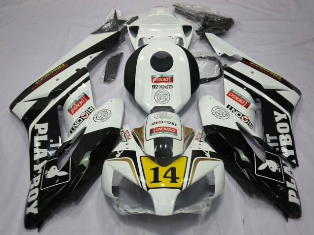 Erschwingliche Honda CBR1000RR Motorrad Verkleidung 2004-2005 - Weiss Glanzendes Schwarz Gelb Playboy 14