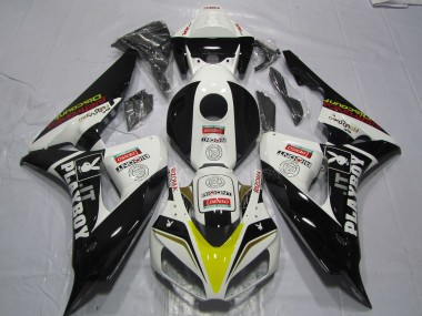 Erschwingliche Honda CBR1000RR Motorrad Verkleidung 2006-2007 - Weiss Gelb Rot Glanzendes Schwarz Denso PlayBoy