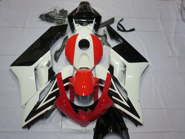 Erschwingliche Honda CBR1000RR Motorrad Verkleidung 2004-2005 - Weiss Rot Glanzendes Schwarz Streifen
