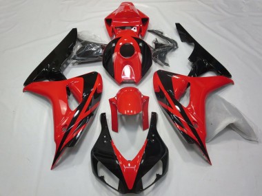 Erschwingliche Honda CBR1000RR Motorrad Verkleidung 2006-2007 - Rot Glanzendes Schwarz OEM Stil Kein Aufkleber