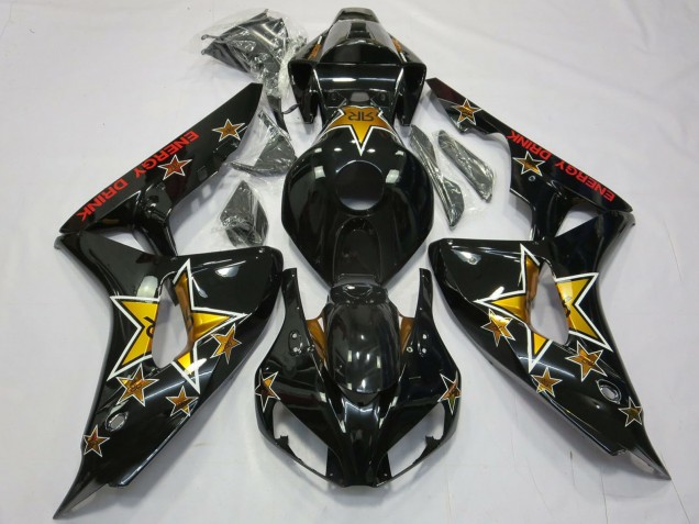 Erschwingliche Honda CBR1000RR Motorrad Verkleidung 2006-2007 - Glanzendes Schwarz Stern Energy Drink