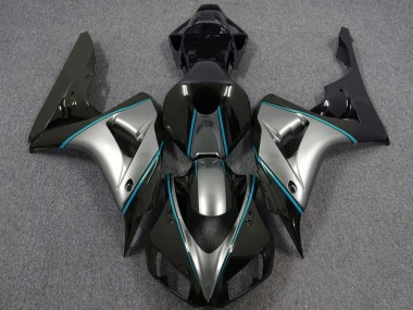 Erschwingliche Honda CBR1000RR Motorrad Verkleidung 2006-2007 - Silber Blau Glanzendes Schwarz PinStreifen