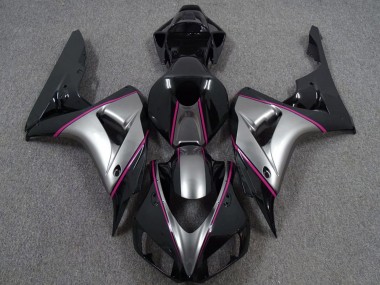 Erschwingliche Honda CBR1000RR Motorrad Verkleidung 2006-2007 - Silber Rosa Glanzendes Schwarz PinStreifen