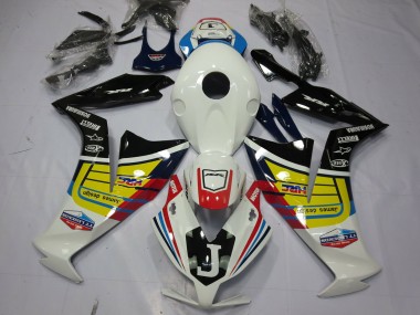 Erschwingliche Honda CBR1000RR Motorrad Verkleidung 2012-2016 - Weiss Gelb Glanzendes Schwarz