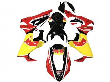 Erschwingliche Honda CBR1000RR Motorrad Verkleidung 2017-2023 - Glanzendes Schwarz Gelb Red Bull