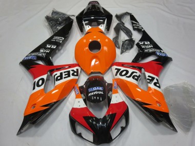 Erschwingliche Honda CBR1000RR Motorrad Verkleidung 2006-2007 - Orange Weiss Rot Glanzendes Schwarz Repsol