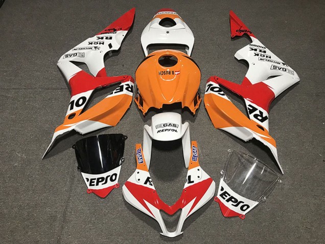 Erschwingliche Honda CBR600RR Motorrad Verkleidung 2007-2008 - Orange Weiss Rot Glanzendes Schwarz Repsol Stil