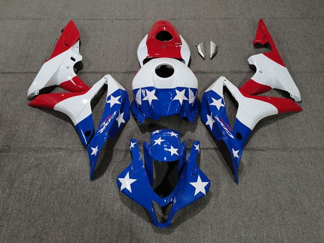 Erschwingliche Honda CBR600RR Motorrad Verkleidung 2007-2008 - Weiss Blau Rot American Flag