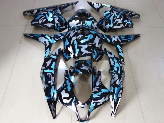 Erschwingliche Honda CBR600RR Motorrad Verkleidung 2009-2012 - Weiss Blau Camouflage