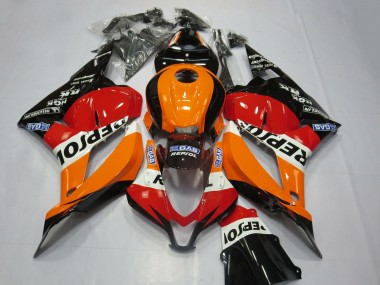 Erschwingliche Honda CBR600RR Motorrad Verkleidung Kit 2009-2012 - Orange Weiss Rot Glanzendes Schwarz Repsol