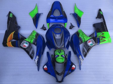 Erschwingliche Honda CBR600RR Motorrad Verkleidung 2007-2008 - Blau Grun Glanzendes Schwarz Hai