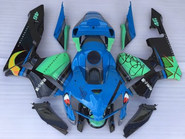 Erschwingliche Honda CBR600RR Motorrad Verkleidung 2005-2006 - Blau Grun Schwarz Hai