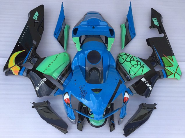 Erschwingliche Honda CBR600RR Motorrad Verkleidung 2005-2006 - Blau Grun Schwarz Hai